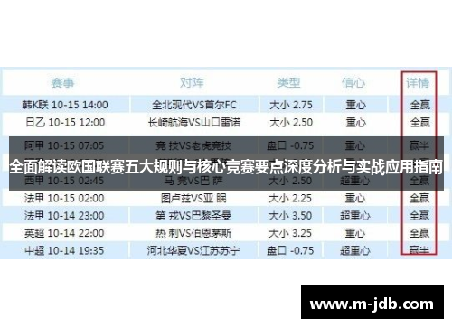 全面解读欧国联赛五大规则与核心竞赛要点深度分析与实战应用指南